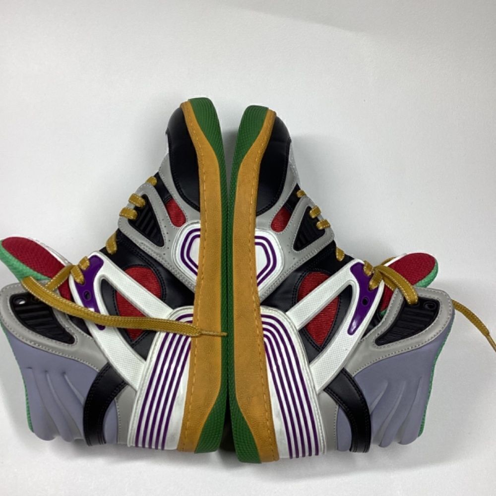 Gucci Evolution Basket High-Top Sneakers Black White Purple Size EU 39.5 - Picture 10 of 17
